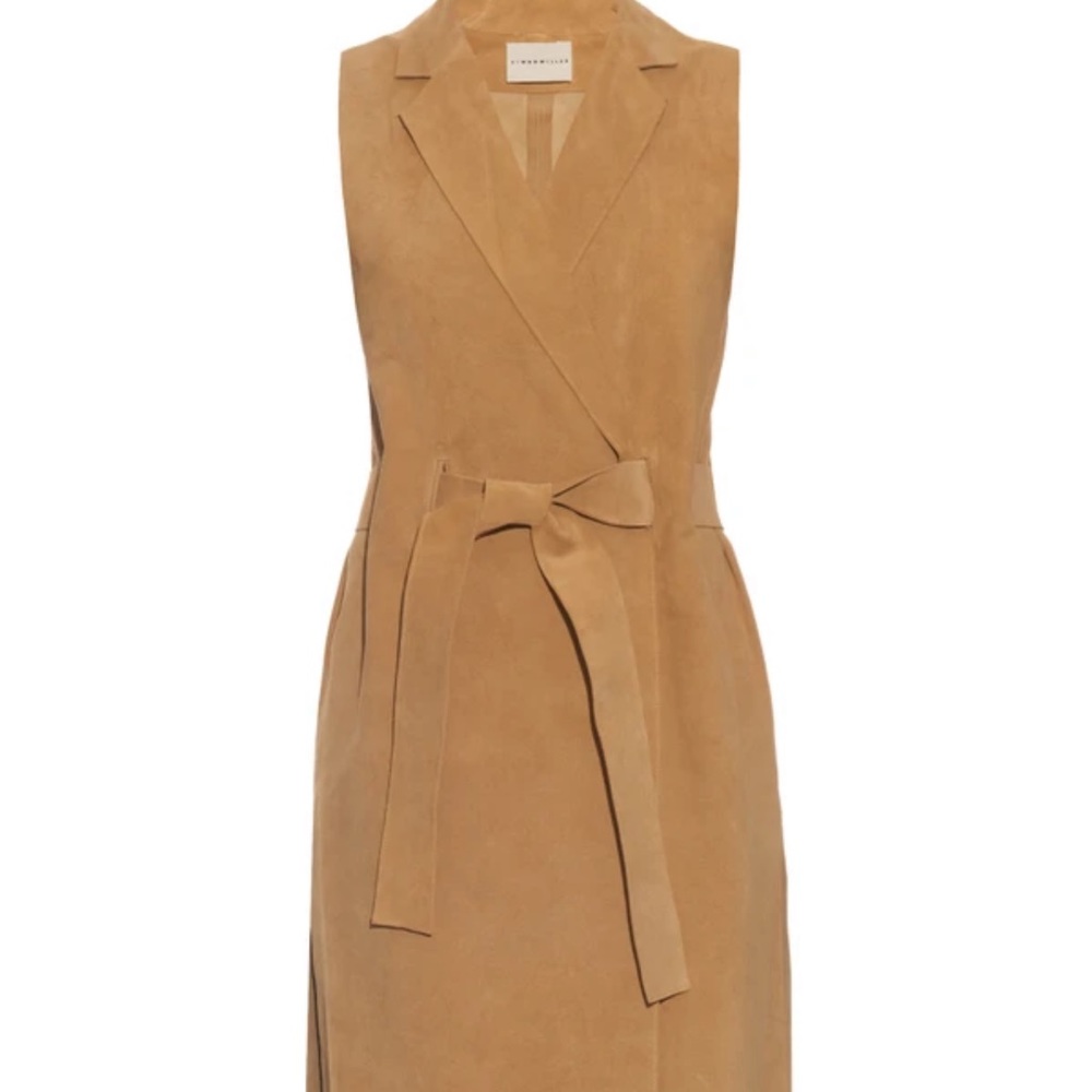Simon Miller sleeveless suede trench in tan